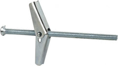 Powers Fasteners - 3/16" Screw, 3/16" Diam, 4" Long, Toggle Bolt Drywall & Hollow Wall Anchor - 1/2" Drill, Zinc Plated, Steel, Grade Zamac 7, Use in Drywall & Wallboard - Exact Tooling