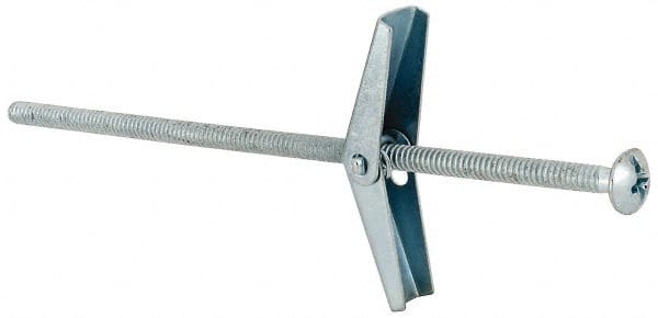 Powers Fasteners - 1/8" Screw, 1/8" Diam, 4" Long, Toggle Bolt Drywall & Hollow Wall Anchor - 3/8" Drill, Zinc Plated, Steel, Grade Zamac 7, Use in Drywall & Wallboard - Exact Tooling