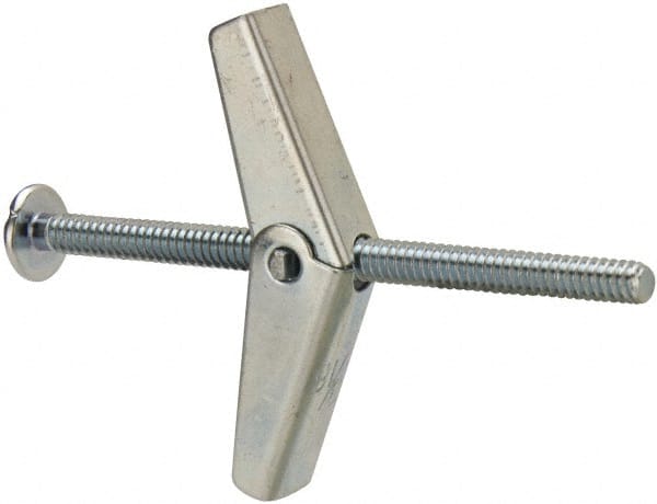 Powers Fasteners - 3/16" Screw, 3/16" Diam, 3" Long, Toggle Bolt Drywall & Hollow Wall Anchor - 1/2" Drill, Zinc Plated, Steel, Grade Zamac 7, Use in Drywall & Wallboard - Exact Tooling