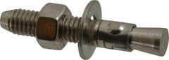 Powers Fasteners - 3/8" Diam, 3/8" Drill, 2-1/4" OAL, 1-1/4" Min Embedment Wedge Expansion Concrete Anchor - 304 Stainless Steel, Hex Nut Head, Hex Drive, 1-1/4" Thread Length - Exact Tooling