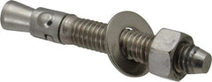 Powers Fasteners - 3/8" Diam, 3/8" Drill, 2-3/4" OAL, 1-1/4" Min Embedment Wedge Expansion Concrete Anchor - 304 Stainless Steel, Hex Nut Head, Hex Drive, 1-5/8" Thread Length - Exact Tooling