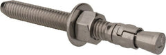 Powers Fasteners - 3/8" Diam, 3/8" Drill, 3-1/2" OAL, 1-1/4" Min Embedment Wedge Expansion Concrete Anchor - 304 Stainless Steel, Hex Nut Head, Hex Drive, 2-3/8" Thread Length - Exact Tooling
