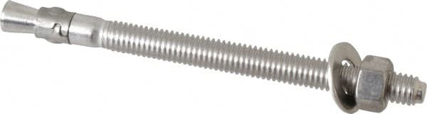 Powers Fasteners - 3/8" Diam, 3/8" Drill, 5" OAL, 2-1/4" Min Embedment Wedge Expansion Concrete Anchor - 304 Stainless Steel, Hex Nut Head, Hex Drive, 3-1/8" Thread Length - Exact Tooling