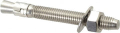 Powers Fasteners - 1/2" Diam, 1/2" Drill, 4-1/2" OAL, Wedge Expansion Concrete Anchor - 304 Stainless Steel, Hex Nut Head, Hex Drive, 3-1/8" Thread Length - Exact Tooling
