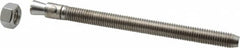 Powers Fasteners - 1/2" Diam, 1/2" Drill, 7" OAL, Wedge Expansion Concrete Anchor - 304 Stainless Steel, Hex Nut Head, Hex Drive, 5-5/8" Thread Length - Exact Tooling
