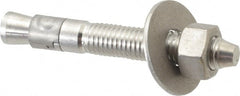 Powers Fasteners - 5/8" Diam, 5/8" Drill, 4-1/2" OAL, Wedge Expansion Concrete Anchor - 304 Stainless Steel, Hex Nut Head, Hex Drive, 3" Thread Length - Exact Tooling