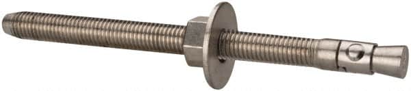 Powers Fasteners - 5/8" Diam, 5/8" Drill, 8-1/2" OAL, Wedge Expansion Concrete Anchor - 304 Stainless Steel, Hex Nut Head, Hex Drive, 7" Thread Length - Exact Tooling