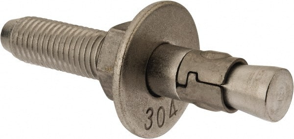 Powers Fasteners - 3/4" Diam, 3/4" Drill, 4-3/4" OAL, Wedge Expansion Concrete Anchor - 304 Stainless Steel, Hex Nut Head, Hex Drive, 2-7/8" Thread Length - Exact Tooling