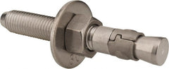 Powers Fasteners - 3/4" Diam, 3/4" Drill, 5-1/2" OAL, Wedge Expansion Concrete Anchor - 304 Stainless Steel, Hex Nut Head, Hex Drive, 3-5/8" Thread Length - Exact Tooling