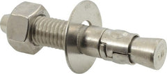 Powers Fasteners - 5/8" Diam, 5/8" Drill, 3-1/2" OAL, 1" Min Embedment Wedge Expansion Concrete Anchor - 316 Stainless Steel, Hex Nut Head, Hex Drive, 2" Thread Length - Exact Tooling