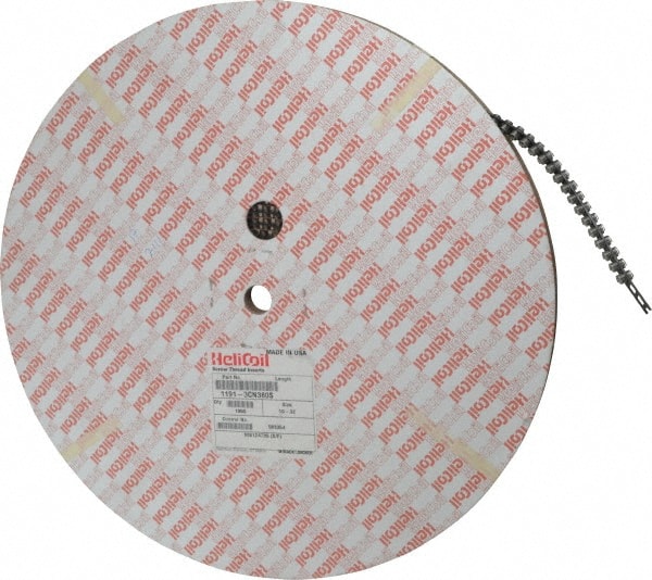 Heli-Coil - #10-32 UNF, 0.38" OAL, Free Running Helical Insert - 9-1/2 Free Coils, Tanged, 304 Stainless Steel, 2D Insert Length - Exact Tooling