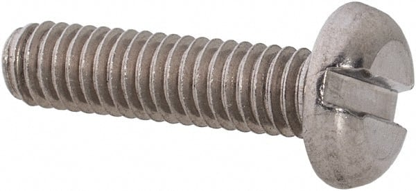 Value Collection - M4x0.70 Metric Coarse, 16mm Length Under Head Slotted Drive Machine Screw - Pan Head, Grade 18-8 Stainless Steel, Uncoated, Without Washer - Exact Tooling