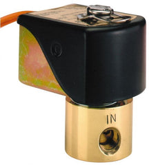 Parker - 3/8" Port, Two Way, Direct Acting, Brass Solenoid Valve - Normally Closed, 160 Max PSI, NBR Seal - Exact Tooling