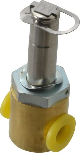 Parker - 1/4" Port, Two Way, Direct Acting, Brass Solenoid Valve - Normally Closed, 300 Max PSI, NBR Seal - Exact Tooling