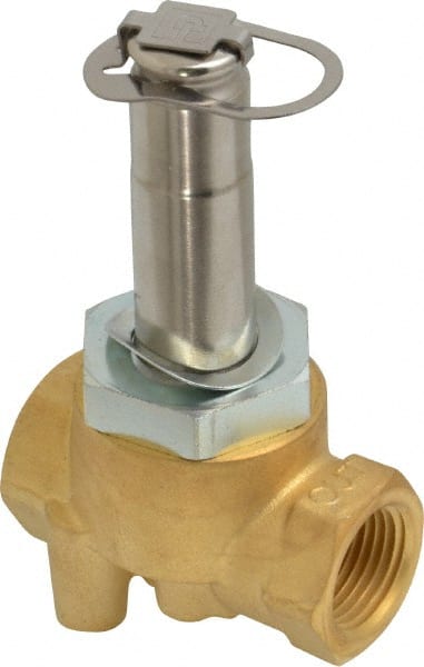 Parker - 3/8" Port, Two Way, Direct Acting, Brass Solenoid Valve - Normally Closed, 150 Max PSI, NBR Seal - Exact Tooling