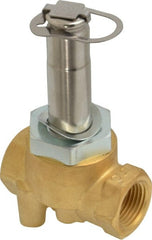 Parker - 3/8" Port, Two Way, Direct Acting, Brass Solenoid Valve - Normally Closed, 150 Max PSI, NBR Seal - Exact Tooling