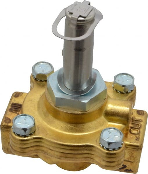 Parker - 1/2" Port, Two Way, Direct Acting, Brass Solenoid Valve - Normally Closed, 15 Max PSI, NBR Seal - Exact Tooling