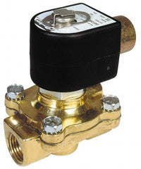 Parker - 3/4" Port, Two Way, Piloted Diaphragm, Brass Solenoid Valve - Normally Closed, 40 Max PSI, NBR Seal - Exact Tooling