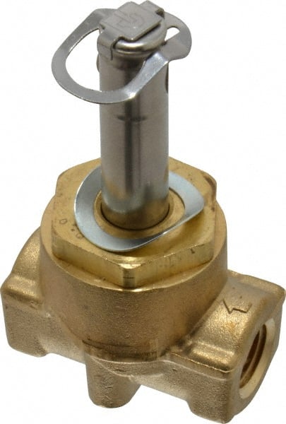 Parker - 1/4" Port, Two Way, Piloted Diaphragm, Brass Solenoid Valve - Normally Closed, 300 Max PSI, NBR Seal - Exact Tooling