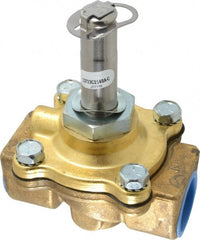 Parker - 3/4" Port, Two Way, Piloted Diaphragm, Brass Solenoid Valve - Normally Closed, 150 Max PSI, NBR Seal - Exact Tooling
