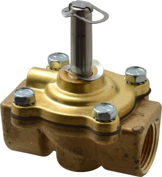 Parker - 3/4" Port, Two Way, Piloted Diaphragm, Brass Solenoid Valve - Normally Closed, 125 Max PSI, NBR Seal - Exact Tooling