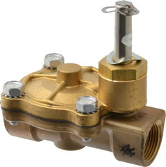 Parker - 3/4" Port, Two Way, Piloted Diaphragm, Brass Solenoid Valve - Normally Closed, 250 Max PSI, NBR Seal - Exact Tooling