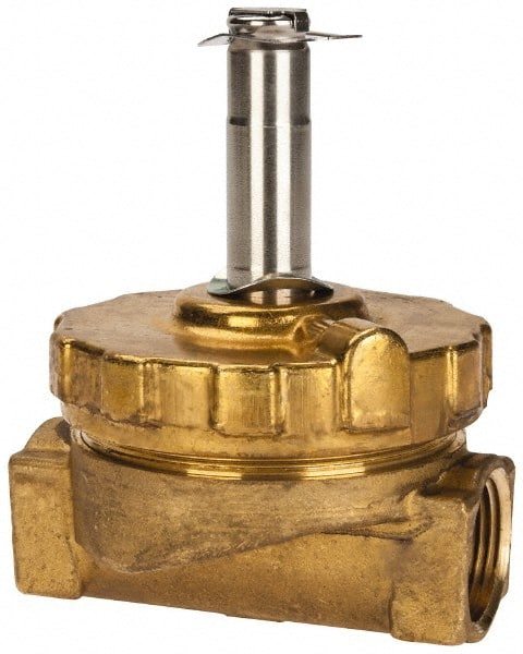 Parker - 3/4" Port, Two Way, Piloted Diaphragm, Brass Solenoid Valve - Normally Closed, 300 Max PSI, NBR Seal - Exact Tooling