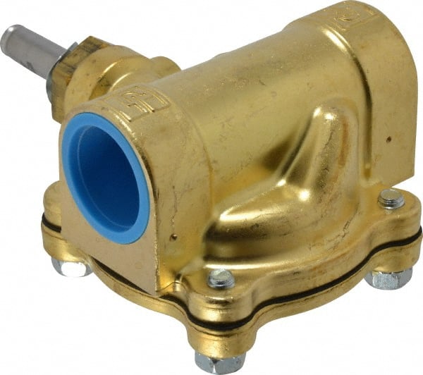 Parker - 1" Port, Two Way, Piloted Diaphragm, Brass Solenoid Valve - Normally Closed, 125 Max PSI, NBR Seal - Exact Tooling