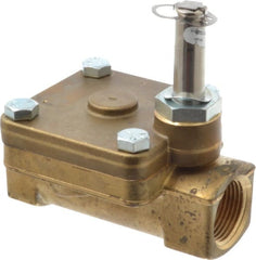 Parker - 1" Port, Two Way, Piloted Diaphragm, Brass Solenoid Valve - Normally Closed, 300 Max PSI, NBR Seal - Exact Tooling