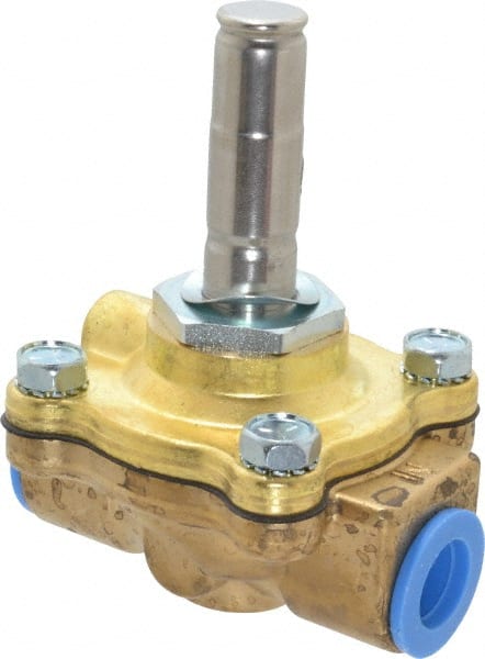 Parker - 3/8" Port, Two Way, Piloted Diaphragm, Brass Solenoid Valve - Normally Open, 150 Max PSI, NBR Seal - Exact Tooling