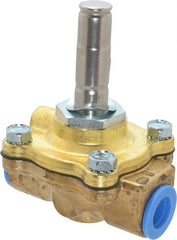 Parker - 3/8" Port, Two Way, Piloted Diaphragm, Brass Solenoid Valve - Normally Open, 150 Max PSI, NBR Seal - Exact Tooling