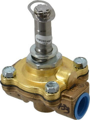Parker - 1/2" Port, Two Way, Piloted Diaphragm, Brass Solenoid Valve - Normally Open, 150 Max PSI, NBR Seal - Exact Tooling