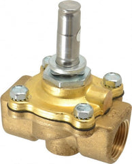 Parker - 3/4" Port, Two Way, Piloted Diaphragm, Brass Solenoid Valve - Normally Open, 150 Max PSI, NBR Seal - Exact Tooling
