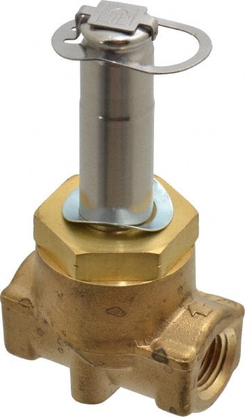 Parker - 1/4" Port, Two Way, Piloted Diaphragm, Brass Solenoid Valve - Normally Closed, 275 Max PSI, NBR Seal - Exact Tooling