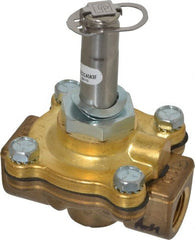 Parker - 3/8" Port, Two Way, Piloted Diaphragm, Brass Solenoid Valve - Normally Closed, 125 Max PSI, NBR Seal - Exact Tooling