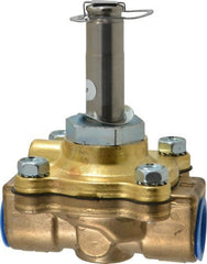Parker - 1/2" Port, Two Way, Piloted Diaphragm, Brass Solenoid Valve - Normally Closed, 125 Max PSI, NBR Seal - Exact Tooling