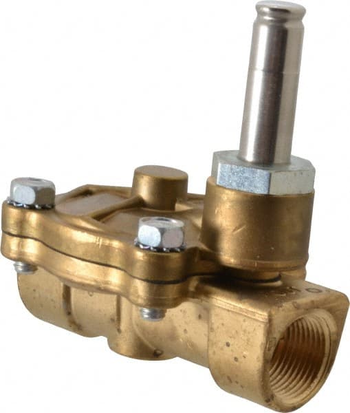 Parker - 3/4" Port, Two Way, Piloted Diaphragm, Brass Solenoid Valve - Normally Closed, 125 Max PSI, NBR Seal - Exact Tooling