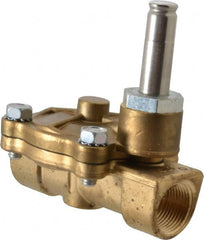 Parker - 3/4" Port, Two Way, Piloted Diaphragm, Brass Solenoid Valve - Normally Closed, 125 Max PSI, NBR Seal - Exact Tooling
