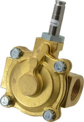 Parker - 1" Port, Two Way, Piloted Diaphragm, Brass Solenoid Valve - Normally Closed, 125 Max PSI, NBR Seal - Exact Tooling