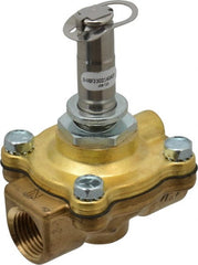 Parker - 1/2" Port, Two Way, Piloted Diaphragm, Brass Solenoid Valve - Normally Open, 125 Max PSI, NBR Seal - Exact Tooling