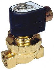 Parker - 1/2" Port, Two Way, Piloted Diaphragm, Brass Solenoid Valve - Normally Closed, 80 Max PSI, PTFE Seal - Exact Tooling