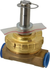Parker - 1/2" Port, Two Way, Piloted Diaphragm, Brass Solenoid Valve - Normally Closed, 125 Max PSI, PTFE Seal - Exact Tooling