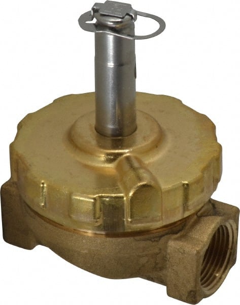 Parker - 3/4" Port, Two Way, Piloted Diaphragm, Brass Solenoid Valve - Normally Closed, 50 Max PSI, EPDM Seal - Exact Tooling