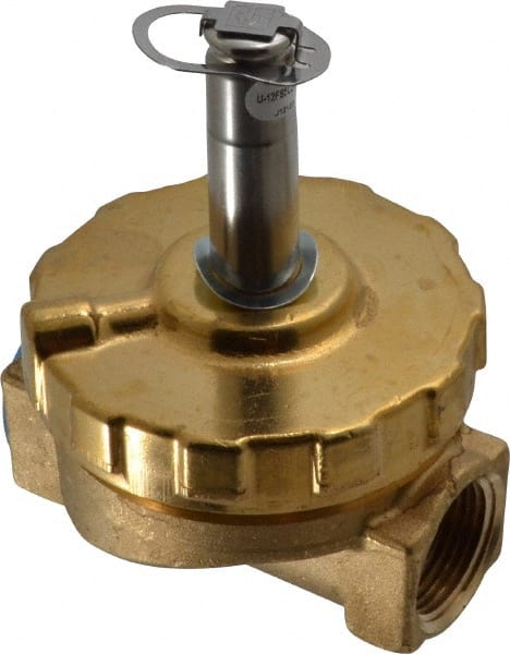 Parker - 3/4" Port, Two Way, Piloted Diaphragm, Brass Solenoid Valve - Normally Closed, 125 Max PSI, PTFE Seal - Exact Tooling