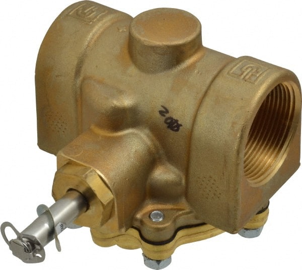 Parker - 1-1/2" Port, Two Way, Piloted Diaphragm, Brass Solenoid Valve - Normally Closed, 50 Max PSI, EPDM Seal - Exact Tooling
