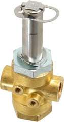 Parker - 1/4" Port, Three Way, Direct Acting, Brass Solenoid Valve - Normally Open, 235 Max PSI, NBR Seal - Exact Tooling