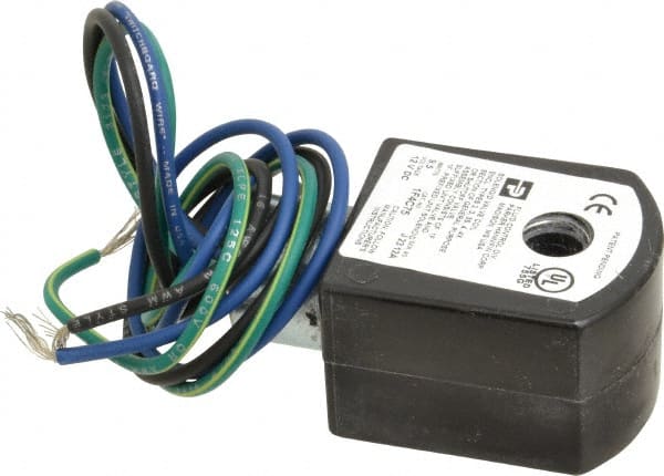 Parker - 12 Volt, 18 Coil Lead Length, Class F, Solenoid Coil - 9.5 Watt, NEMA 4X Enclosure, Use with Parker Skinner Gold Ring Series Valves - Exact Tooling