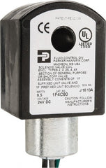 Parker - 24 Volt, 18 Coil Lead Length, Class F, Solenoid Coil - 9.5 Watt, NEMA 4X Enclosure, Use with Parker Skinner Gold Ring Series Valves - Exact Tooling