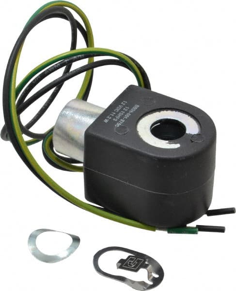 Parker - 12 Volt, 18 Coil Lead Length, Class F, Solenoid Coil - 11.5 Watt, NEMA 4X Enclosure, Use with Parker Skinner Gold Ring Series Valves - Exact Tooling