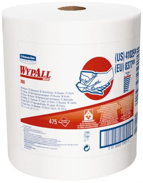 WypAll - X80 Dry Shop Towel/Industrial Wipes - Jumbo Roll, 13-3/8" x 12-1/2" Sheet Size, White - Exact Tooling